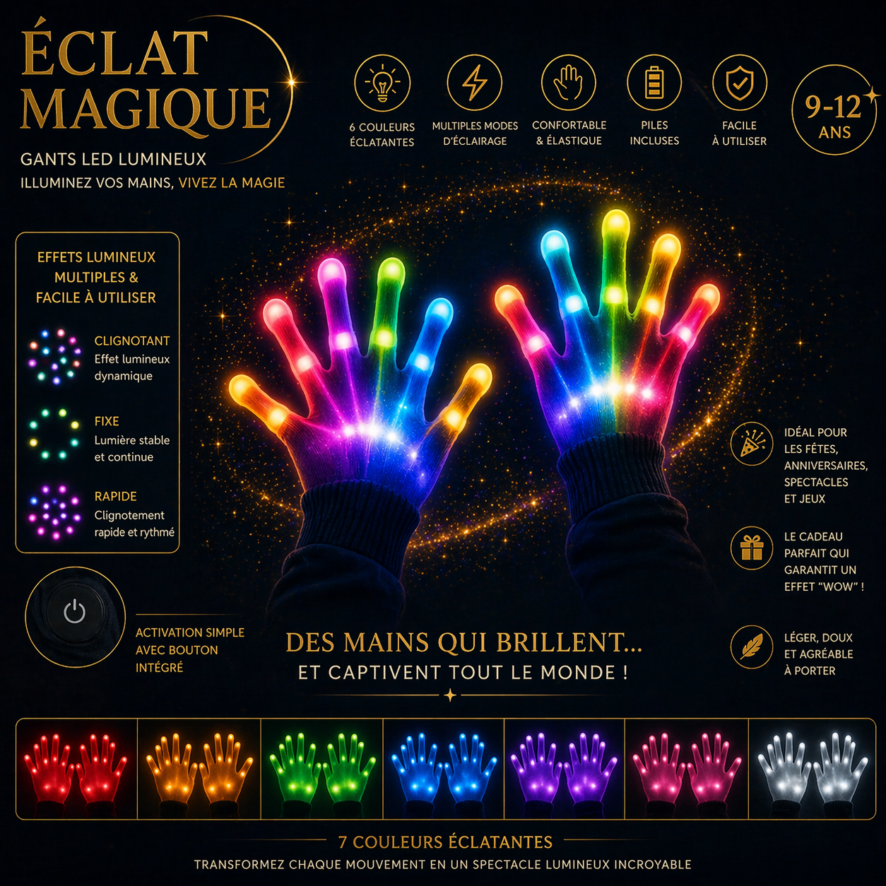 Gants LED Lumineux