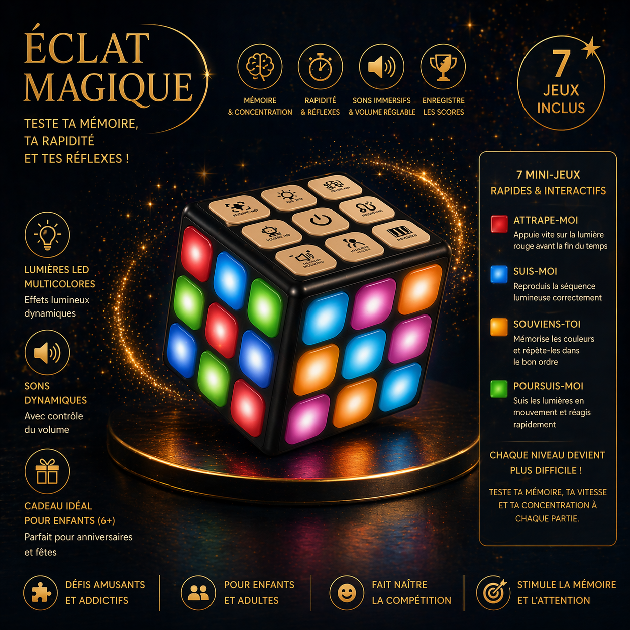 Cube de Jeu Électronique Lumineux
